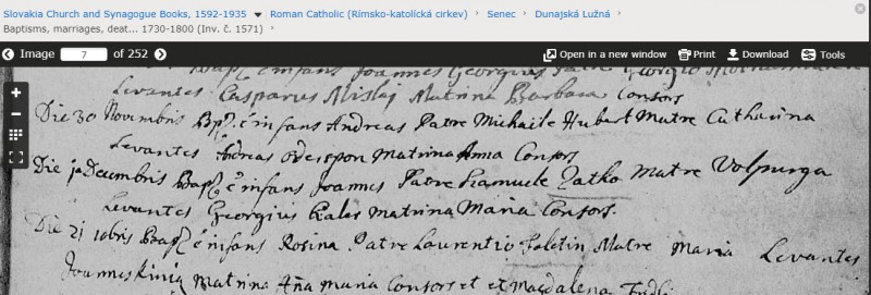 Ján Satko ner. december 1732 otec Samuel Satko matka Volpurga.jpg