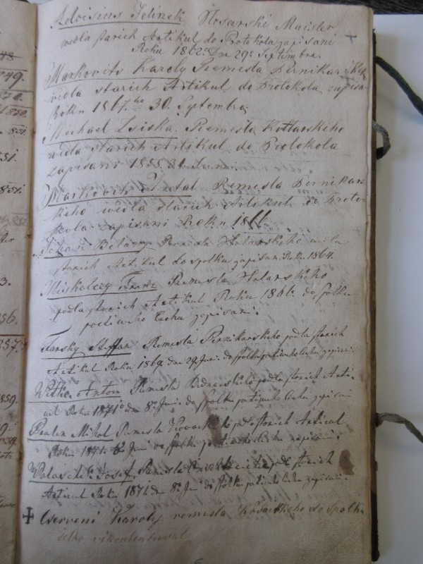 Kniha majstrov spojeného cechu kováčskeho, zámočníckeho, stolárskeho, kolárskeho r. 1757-1886 Topoľčany