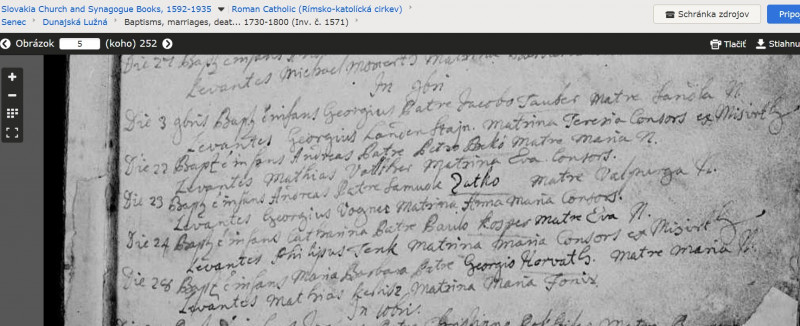 Narodenie Andrej Satko otec Samuel Satko matka Valpulgra 23. 11. 1730 Dénesd.jpg