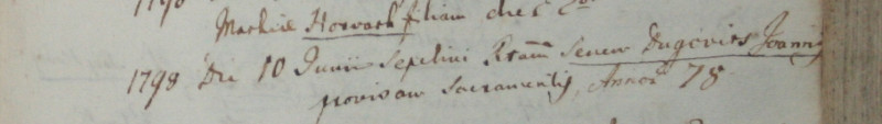 Dugovics umrtie Blatne 1798